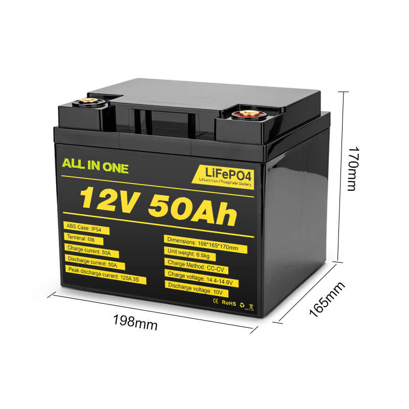 12V 50Ah Rchargeable Deep Cycle Lifepo4 Battery Pack for Electric Power  System 